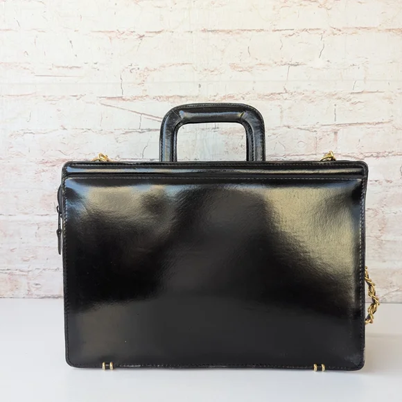 Black Quilted Leather Bag with Gold Chain - Picture 5 of 12